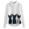 Fashion Blouse Three Cats Printing